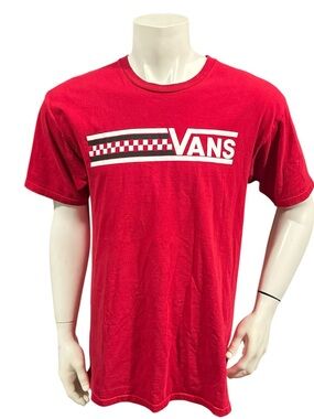 Vans Red Short-Sleeve Checker Logo Tee